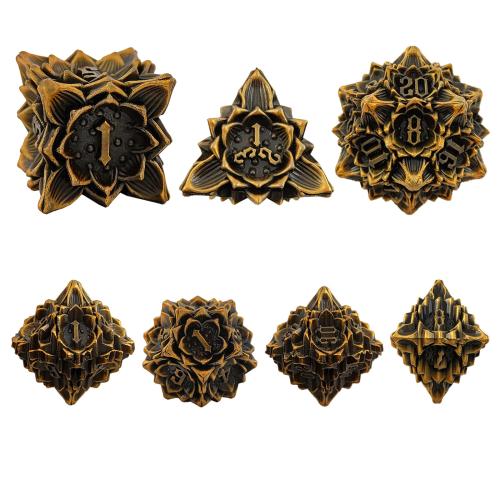 Tibetan Style Dice, Lotus, plated, 7 pieces & Unisex, more colors for choice, Sold By Set