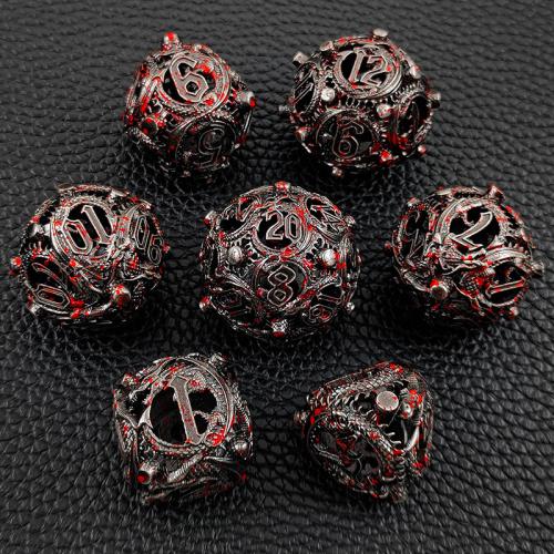 Brass Dice, plated, 7 pieces & Unisex & hollow, more colors for choice, Sold By Set