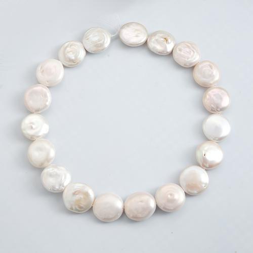 Freshwater Pearl Beads, Flat Round, DIY, white, 21x19mm, 19PCs/Strand, Sold By Strand
