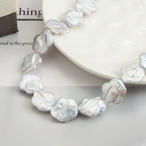 Freshwater Pearl Beads, Plum Blossom, DIY, white, 19x17mm, Sold By Strand
