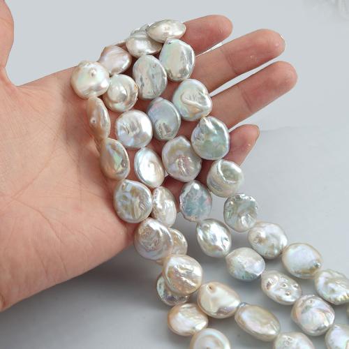 Freshwater Pearl Beads, Coin, DIY, white, 18x16mm, 21PCs/Strand, Sold By Strand