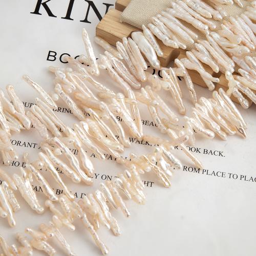 Perlas cultivadas de agua dulce Abalorio, Biwa, Bricolaje, Blanco, 20x6mm, 93PCs/Sarta, Vendido por Sarta