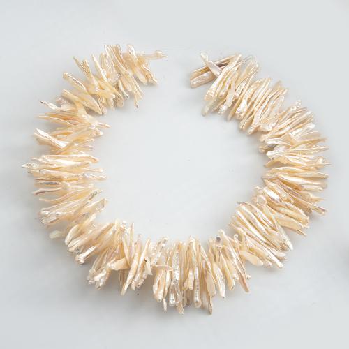 Natürliche kultivierte Süßwasserperlen Perle, Biwa, DIY, weiß, 25x6mm, verkauft von Strang