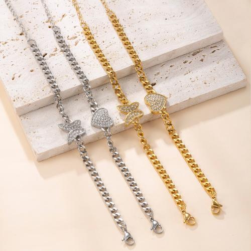 304 Stainless Steel Bracelet, with 5cm extender chain, plated, different styles for choice & for woman & with rhinestone, more colors for choice, wide:5mm, Length:16 cm, Sold By PC