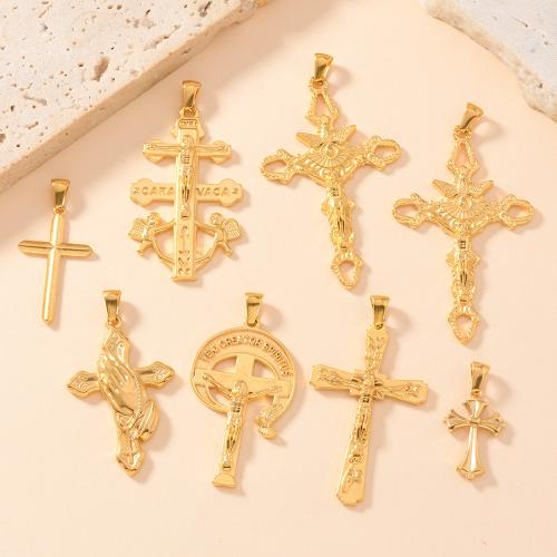 Stainless Steel Cross Pendants, 304 Stainless Steel, 18K gold plated, DIY & different styles for choice, Sold By PC