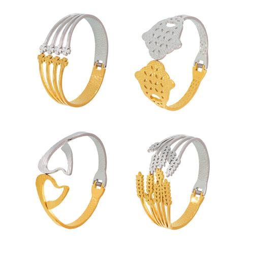 Stainless Steel Bangle, 304 Stainless Steel, plated, different styles for choice & for woman & two tone & hollow, Sold By PC