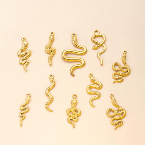 Stainless Steel Animal Pendants, 304 Stainless Steel, Snake, plated, DIY & different styles for choice, golden, Sold By PC