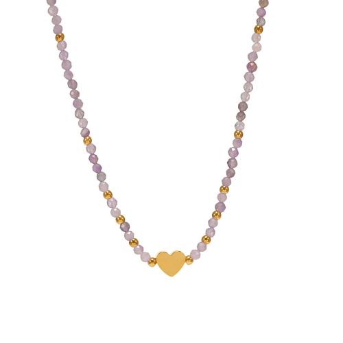 Stainless Steel Jewelry Necklace, 304 Stainless Steel, with Natural Stone, plated, fashion jewelry & different styles for choice & for woman, multi-colored, Sold By PC