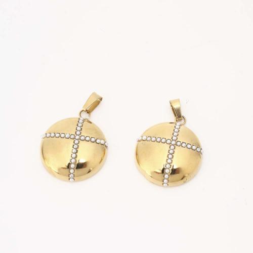 304 Stainless Steel Pendant, with Plastic Pearl, DIY, golden, Sold By PC