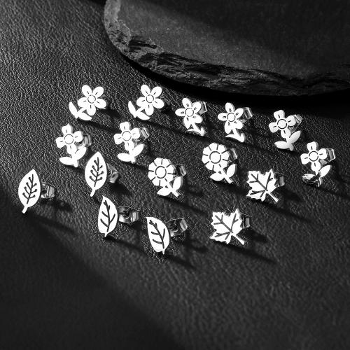 Edelstahl Ohrringe, 304 Edelstahl, silberfarben plattiert, Modeschmuck & verschiedene Stile für Wahl, keine, verkauft von Paar