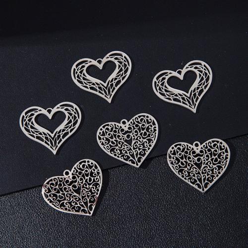 Stainless Steel Heart Pendants, 304 Stainless Steel, silver color plated, DIY & different styles for choice, more colors for choice, 10PCs/Pair, Sold By Pair