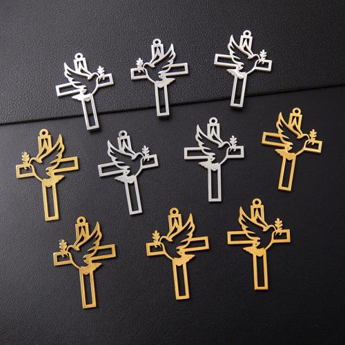Stainless Steel Cross Pendants, 304 Stainless Steel, silver color plated, DIY & different styles for choice, more colors for choice, 10PCs/Pair, Sold By Pair
