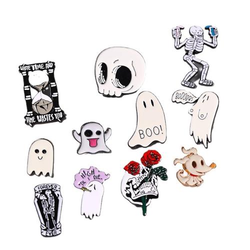 Tibetan Style Brooch, plated, Halloween Design & Unisex & different styles for choice & enamel, brooch length 15-50mm, Sold By PC