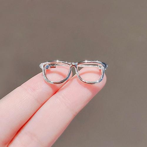 Tibetan Style Brooch, Glasses, silver color plated, for woman & hollow, 34x12mm, Sold By PC