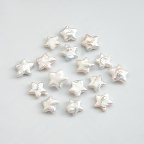 Freshwater Pearl Beads, Star, no hole, white, 14x11mm, Sold By PC