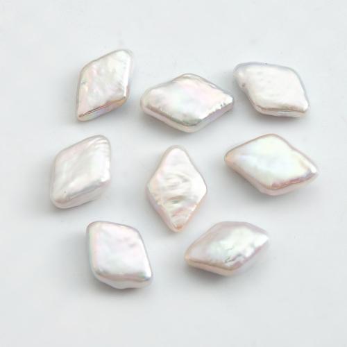 Freshwater Pearl Beads, Rhombus, no hole, white, 15x13mm, Sold By PC