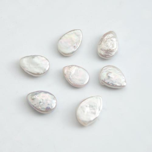 Freshwater Pearl Beads, Teardrop, no hole, white, 13x9mm, Sold By PC