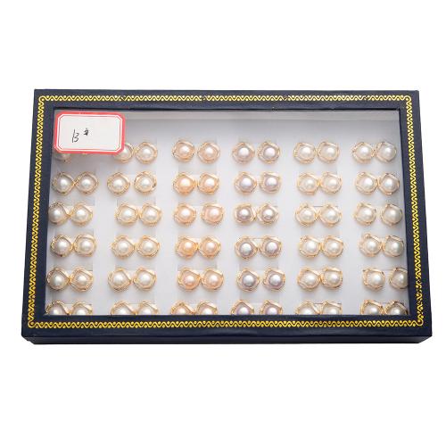 Freshwater Pearl Stud Earring, with Alloy, gold color plated, fashion jewelry & with rhinestone, more colors for choice, 10x15x13mm, 36Pairs/Box, Sold By Box