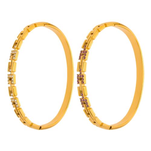 Stainless Steel Bangle, 304 Stainless Steel, plated, fashion jewelry & micro pave cubic zirconia & for woman, more colors for choice, Sold By PC