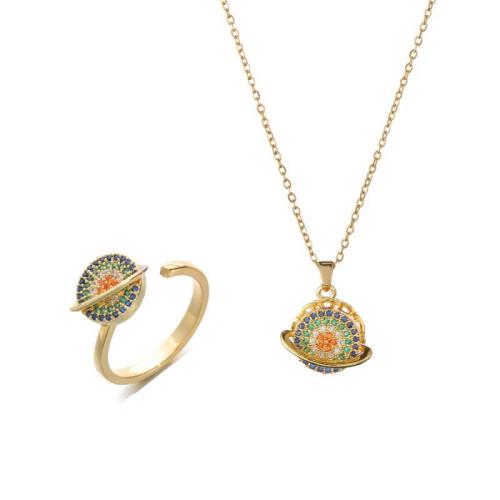 Brass Jewelry Set, gold color plated, different styles for choice & for woman & with rhinestone, multi-colored, Sold By PC