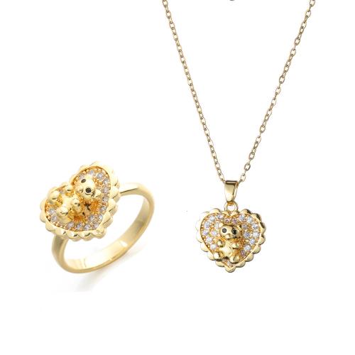 Brass Jewelry Set, rotatable & different styles for choice & micro pave cubic zirconia & for woman, golden, Sold By PC