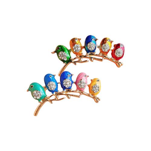 Tibetan Style Brooch, Bird, gold color plated, Unisex & enamel & with rhinestone, more colors for choice, 38x20mm, Sold By PC