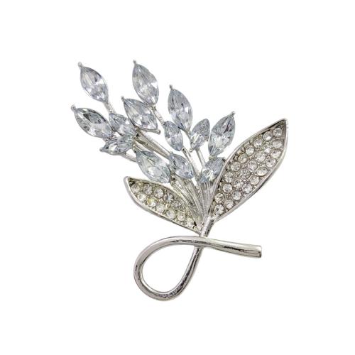 Tibetan Style Brooch, with Crystal, Bouquet, plated, fashion jewelry & for woman & with rhinestone, more colors for choice, 50x40mm, Sold By PC