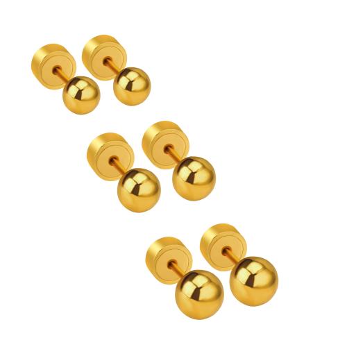 Stainless Steel Stud Earrings, 304 Stainless Steel, plated, fashion jewelry & different size for choice & for woman, more colors for choice, Sold By Pair