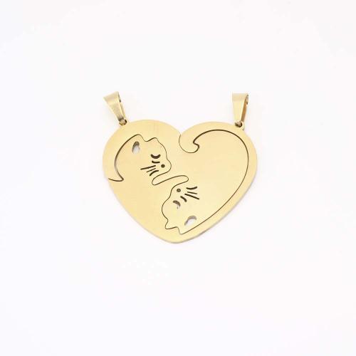 304 Stainless Steel Pendant, DIY & double-hole, golden, Sold By Pair