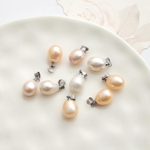 Freshwater Pearl Pendants, with Alloy, Teardrop, gold color plated, fashion jewelry, more colors for choice, 11x10mm, Sold By PC
