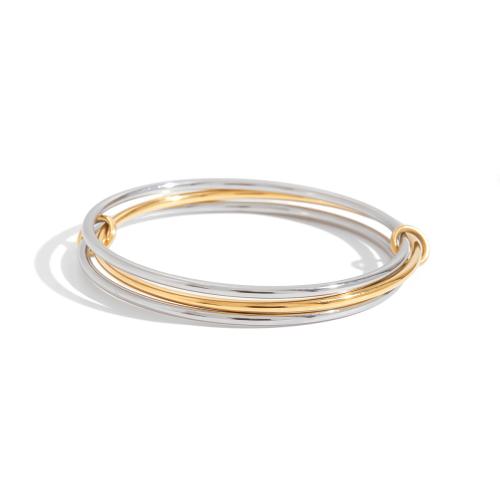 304 Stainless Steel Bangle, plated, three layers & for woman & two tone, Sold By PC