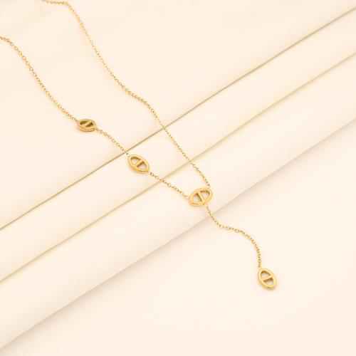 Fashion Fringe Necklace, 304 Stainless Steel, plated, fashion jewelry & different styles for choice & for woman, golden, Sold By PC