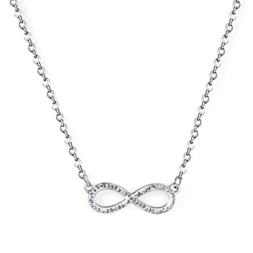 Stainless Steel Jewelry Necklace, 304 Stainless Steel, plated, for woman & with rhinestone & hollow, original color, Sold By PC