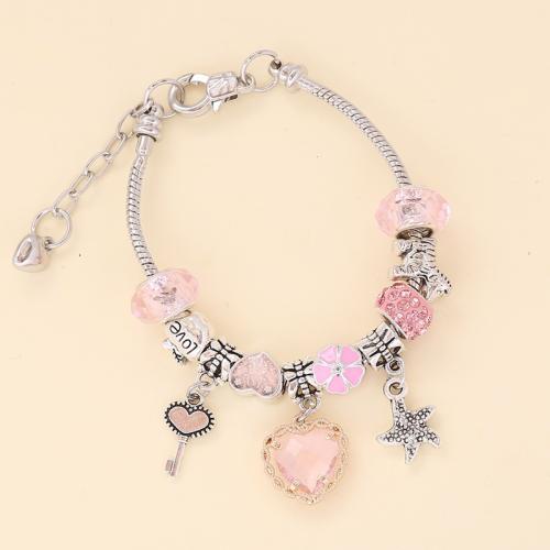 European Bracelet, Tibetan Style, with Glass, with 4cm extender chain, plated, fashion jewelry & for woman, more colors for choice, Length:19 cm, Sold By PC