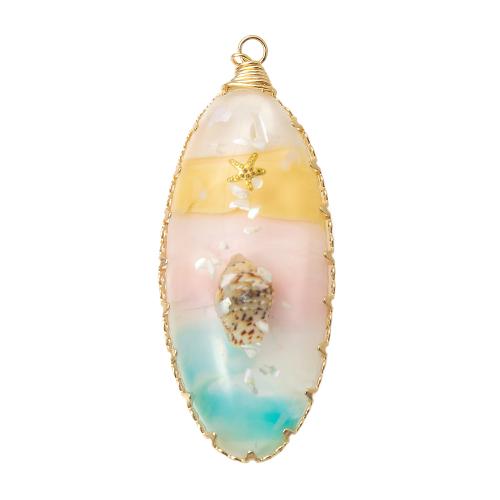 Brass Pendant, with Dried Flower & Resin, plated, DIY & epoxy gel, more colors for choice, nickel, lead & cadmium free, 20.50x7.70x52.30mm, Sold By PC