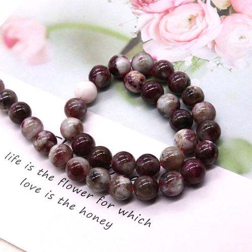 Gemstone Jewelry Beads, Plum Blossom Tourmaline, Round, DIY, more colors for choice, 4-10mm, Sold By Strand
