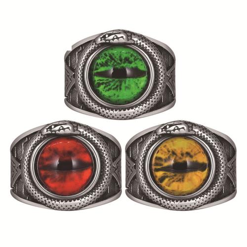 Acier inoxydable 304 bague, avec résine, Mauvais œil, normes différentes pour le choix & pour homme & noircir, plus de couleurs à choisir, Taille:7-13, Vendu par PC