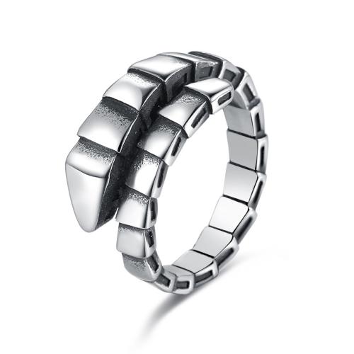 Acier inoxydable 304 bague, serpent, normes différentes pour le choix & pour homme & noircir, couleur originale, Taille:7-13, Vendu par PC
