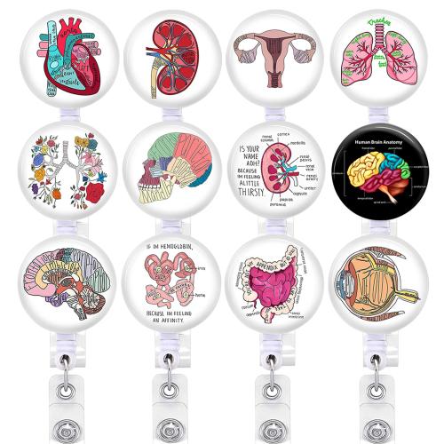 ABS Plastic Badge Holder, with 304 Stainless Steel, Round, stretchable & Unisex, more colors for choice, 85x32mm, Sold By PC