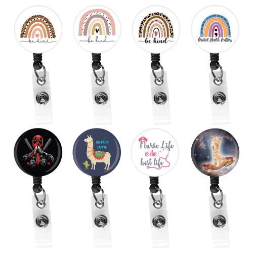 Resin Badge Holder, with ABS Plastic, Round, stretchable & Unisex & epoxy gel, more colors for choice, 85x32mm, Sold By PC