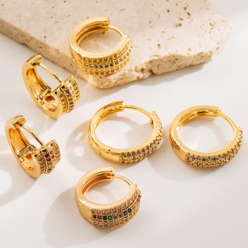 Copper Huggie Hoop Earring, gold color plated, different styles for choice & for woman & with rhinestone, 10x20mm, Sold By Pair