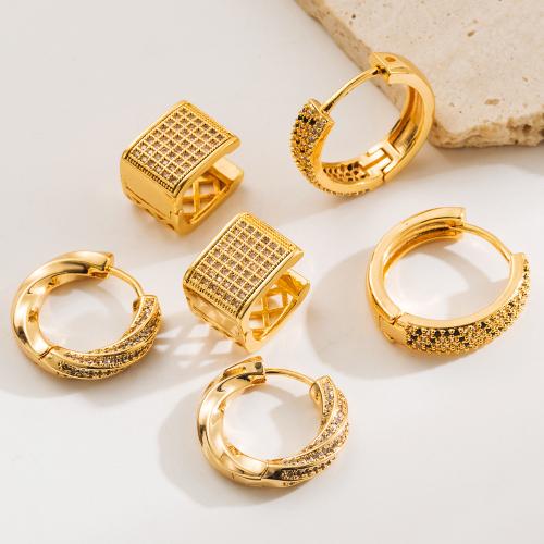 Copper Lever Back Earring, gold color plated, different styles for choice & for woman & with rhinestone, 20mm, Sold By Pair