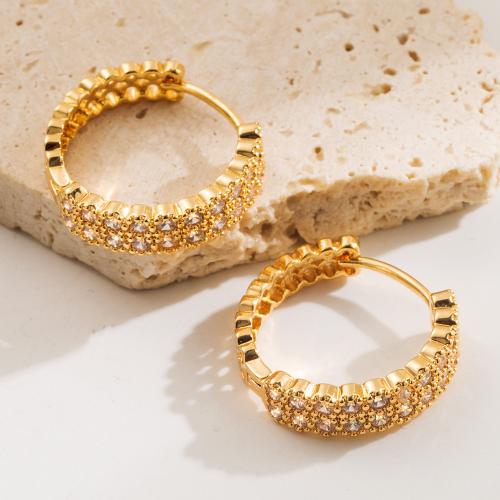 Copper Huggie Hoop Earring, gold color plated, different styles for choice & for woman & with rhinestone, 20x20mm, Sold By Pair