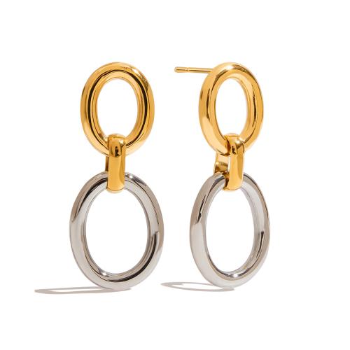 Stainless Steel Drop Earring, 304 Stainless Steel, plated, for woman & two tone & hollow, Sold By Pair