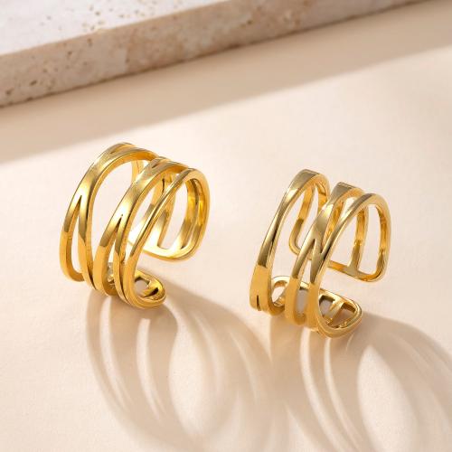 Stainless Steel Finger Ring, 304 Stainless Steel, 18K gold plated, different styles for choice & for woman & hollow, Sold By PC