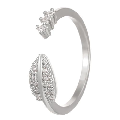 alliage de zinc Cuff Bague, Placage, bijoux de mode & pour femme & avec strass, Vendu par PC