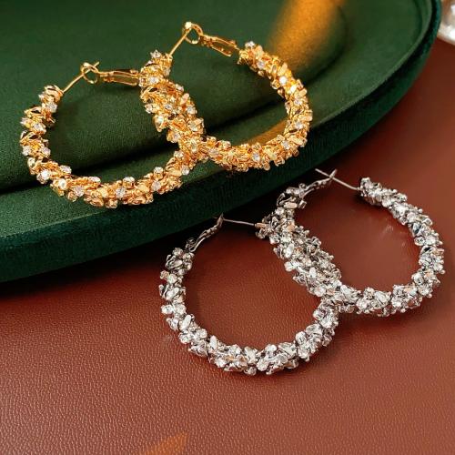 Messing Kreolen, Kreisring, plattiert, Micro pave Zirkonia & für Frau, keine, 45x40mm, verkauft von Paar