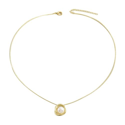 Collar de Latón, metal, con Perlas plásticas, Joyería & para mujer, Vendido por UD