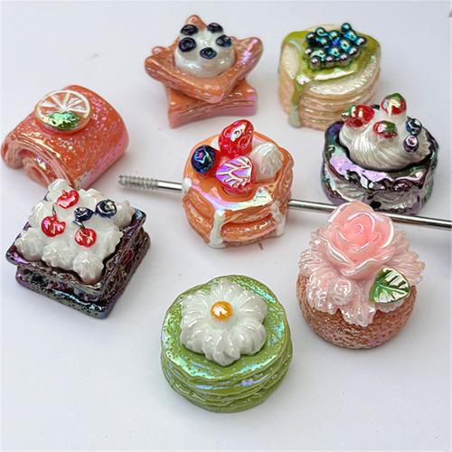 Resin Jewelry Beads, Cake, DIY, more colors for choice, 22x22mm, 200PCs/Bag, Sold By Bag