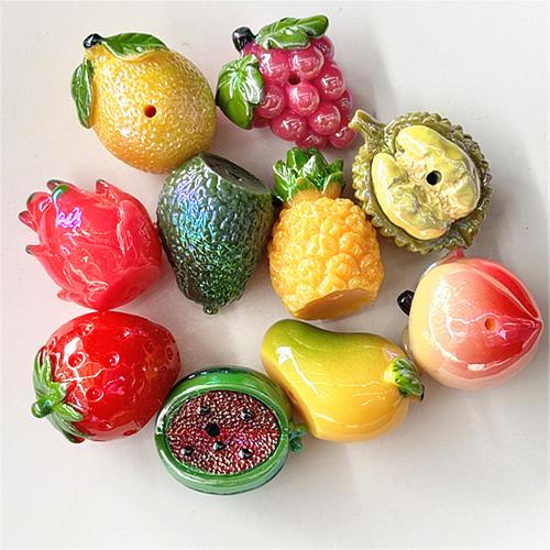 Harz Schmuckperlen, ObstFrucht, plattiert, DIY, keine, 26x26mm, 200PCs/Tasche, verkauft von Tasche